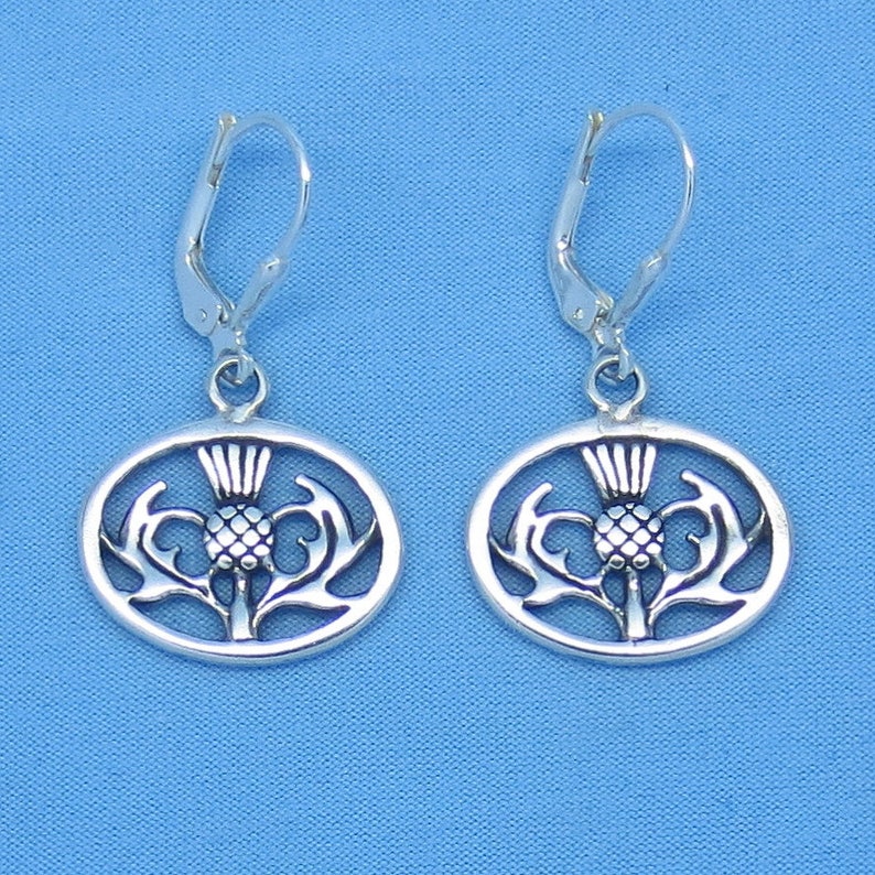 925 Sterling Silver Scottish Thistle Earrings Leverback Etsy