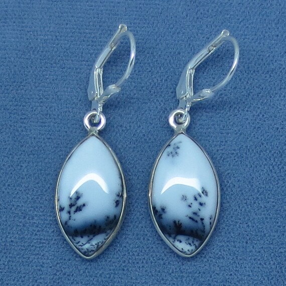 Dendritic Opal Silver Wrapped Earrings