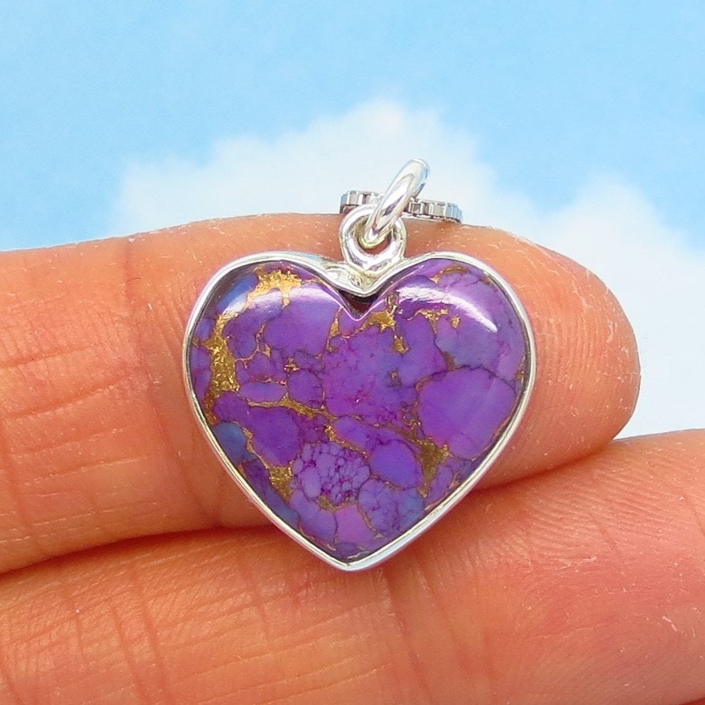 Details about   Purple Copper Turquoise Pendant Necklace Handmade Pear 925 Sterling Silver Boho