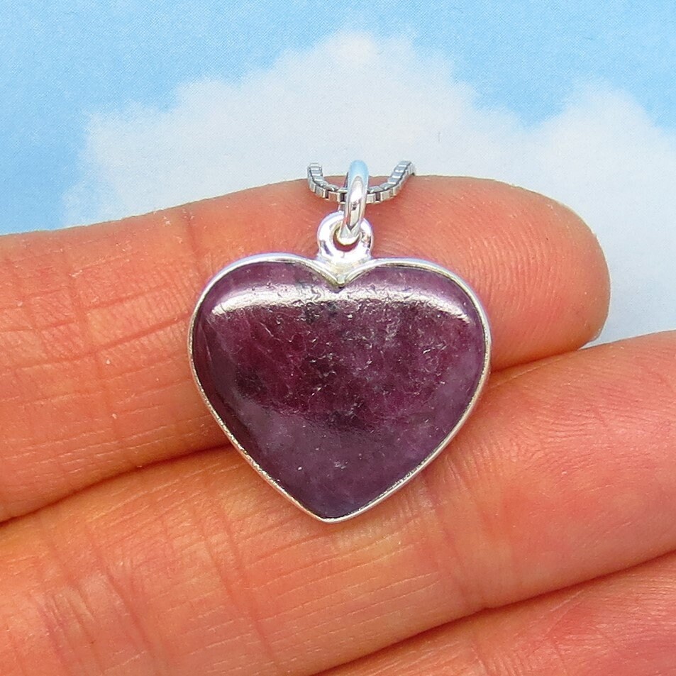 6.78ct Natural Ruby Heart Pendant or Necklace 925 Sterling | Etsy