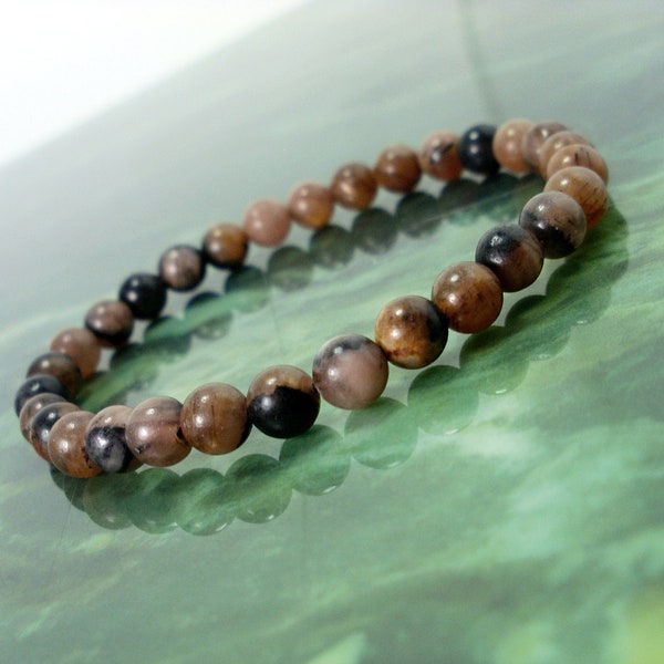 Andalusite Chiastolite Bracelet 6mm, Natural Gemstone Bracelet,  Women Men Beaded Bracelet, Gift for Him/Her + Gift Box