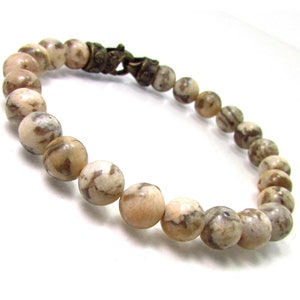 Feldspar Gemstone Mens Bracelet 8mm with Clasp, Natural Gemstone Bracelet, Unisex Mens Women Bracelet, Mens Beaded Bracelet, Gift for Men