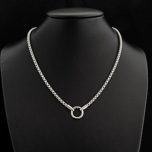 Roestvrijstalen ketting voor mannen of vrouwen, 316L roestvrijstalen ketting voor (aan/uit) hanger aan ringsluiting, cadeau voor mannen + geschenkdoos