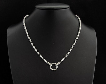 Collier chaîne en acier inoxydable pour homme ou femme, collier en acier inoxydable 316L pour pendentif (on/off) à fermoir anneau, cadeau pour homme + coffret cadeau