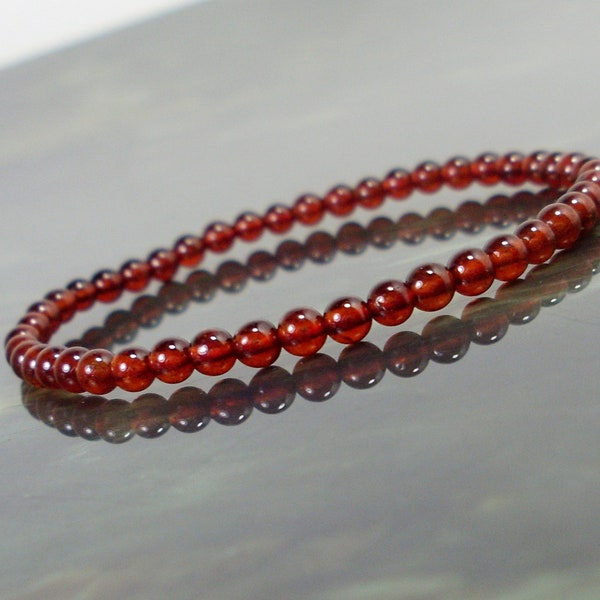 Natural Pyrope brazilian Garnet Bracelet 3mm, Natural Gemstone Bracelet, Women Men Beaded Bracelet, January Birthstone Bracelet + Gift Bag