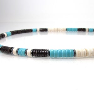 Collier fait main en howlite turquoise et noix de coco, collier de pierres précieuses naturelles pour homme ou femme, tour de cou pour homme, collier de perles pour homme, cadeau pour lui
