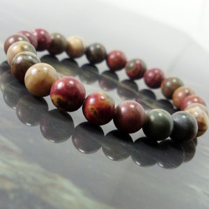 Bracciale Picasso Jasper 8 mm, Bracciale con pietre preziose naturali, Bracciale da uomo e da donna, Bracciale Creek Jasper, Bracciale con perline + Sacchetto regalo