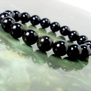 Armband zwarte obsidiaan 10 mm 8 mm 6 mm, armband natuurlijke edelsteen, armband vrouwen mannen kralen, cadeau voor vrouwen cadeau voor mannen + cadeauzakje