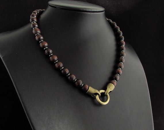 Mens cheap hematite necklace