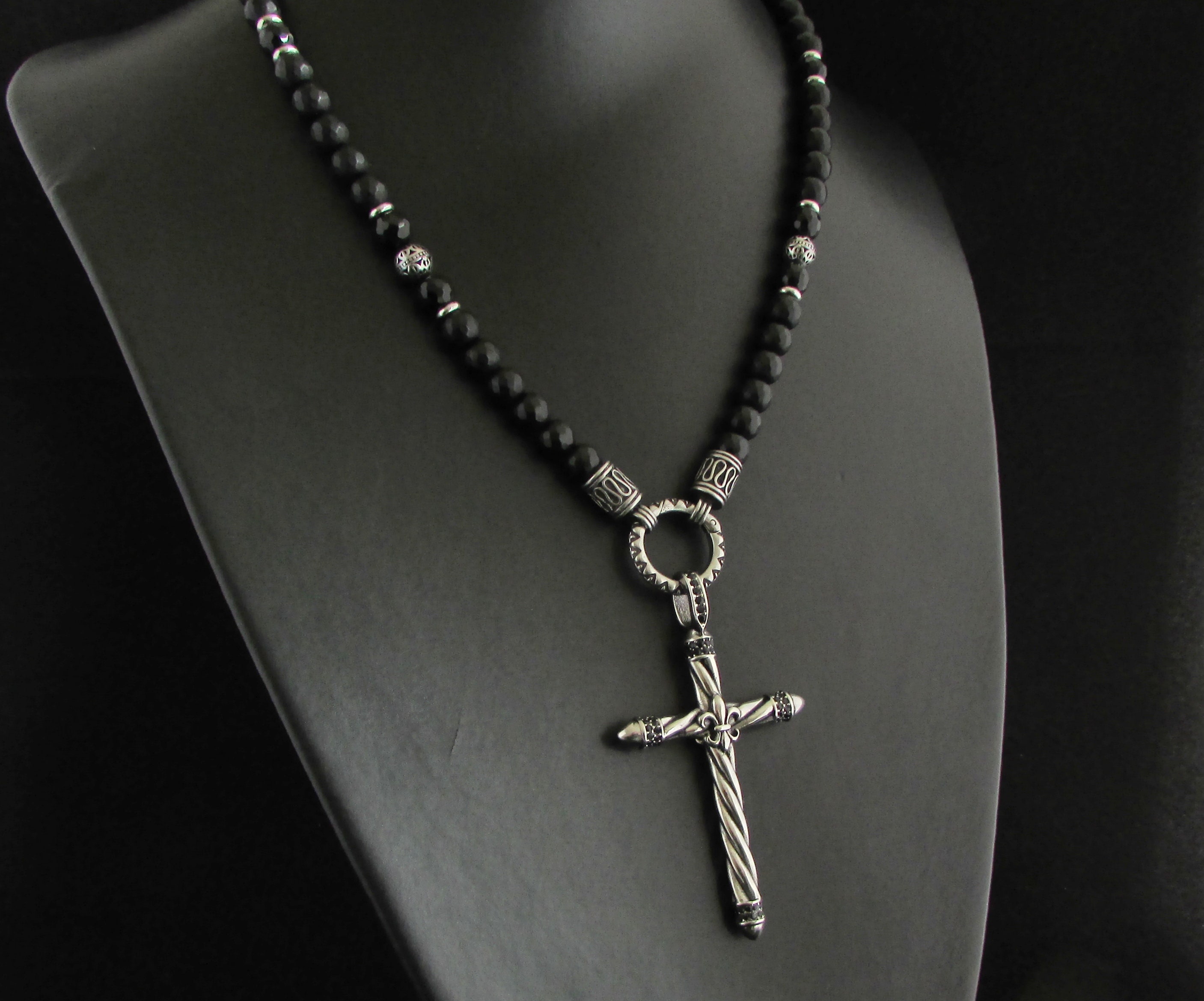 Matte Faceted Onyx Mens Handmade 