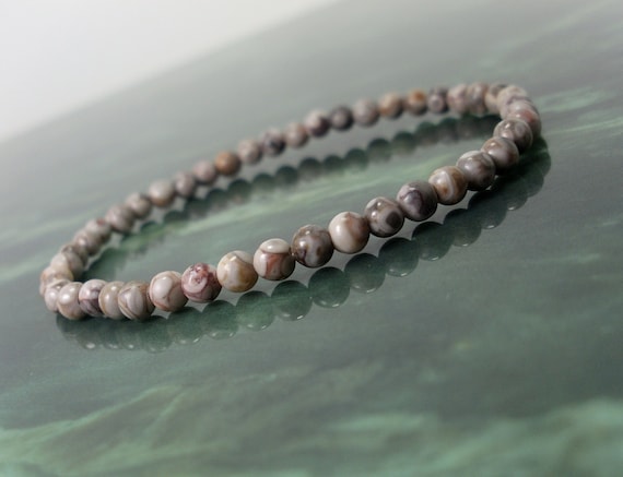 Natural Fossil Stone Beaded Stretch Bracelet