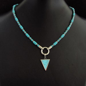 Turquoise Mens Necklace 5mm, Mens Gemstone Necklace, 316L Stainless Steel Beaded Mens Necklace, Gift for Men + Gift Box