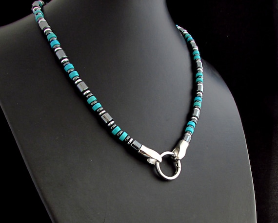 Buy Men's Turquoise Stone Necklace, Men's Necklace, Black Cord Pendant,  Jewelry for Men, Mens Gift. Online in India - Etsy
