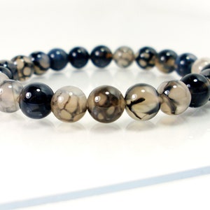 Dragon Veins Agate 8mm Bracelet, Natural Gemstone Bracelet,  Women Men Bracelet, Beaded Bracelet +Gift Bag