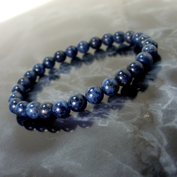 Bracelet rare en spinelle bleu cobalt 6 mm, bracelet de pierres précieuses naturelles, bracelet de perles pour homme, cadeau pour elle pour lui + boîte-cadeau