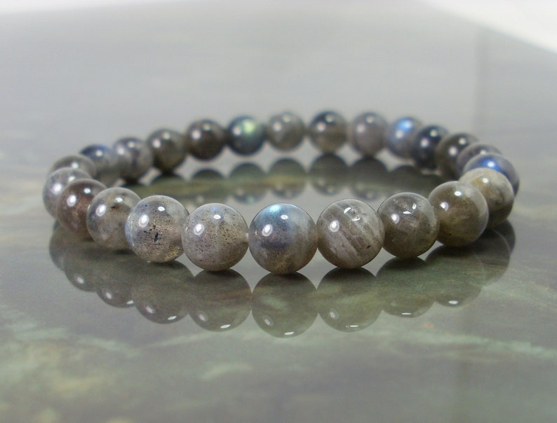 Labradorite Bracelet 8mm,Natural Gemstone Bracelet,Unisex Women Men Bracelet Stretch Beaded Bracelet Beaded Bracelet