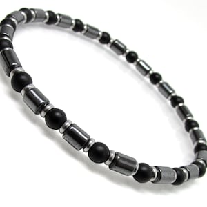Black matte Onyx and Hematite Mens Bracelet 4mm, Gift for Men, Natural Gemstone Bracelet for Men, Men Beaded Bracelet, Minimalistic Bracelet