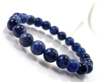 African Blue Sodalite Bracelet 8mm or 6mm, Natural Gemstone Bracelet,  Women Men Blue Beaded Bracelet, Blue Namibian Sodalite + Gift Bag