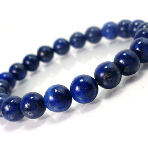 Bracciale in lapislazzuli da 8 mm, bracciale con pietre preziose naturali, bracciale da uomo e da donna, bracciale con perline elastiche, regalo per lei e lui + sacchetto regalo