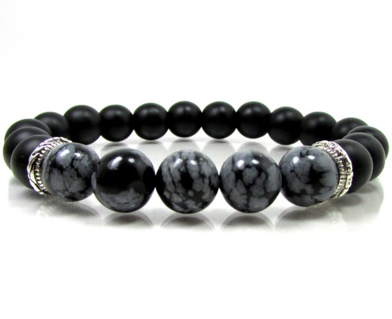Un Brazalete De Obsidiana De Nieve Natural Pulsera Pulsera Un Brazalete De Obsidiana De Nieve Natural Pulsera Pulsera