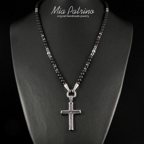 Black Matte Onyx Mens Necklace Mens 