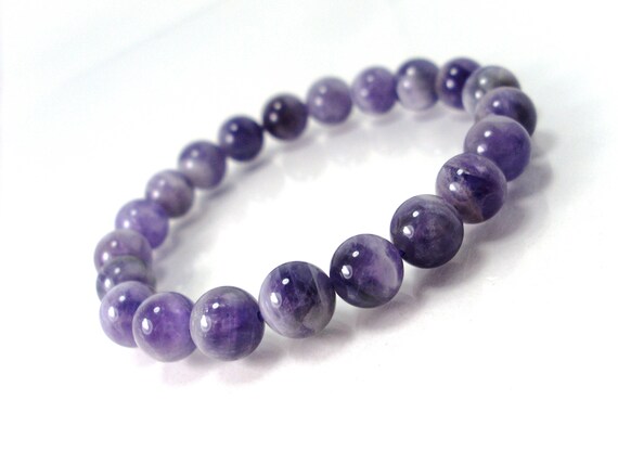 Bracciale Ametista Naturale Fatto A Mano – Perle Violette 8mm, Lunghezza 19-20cm