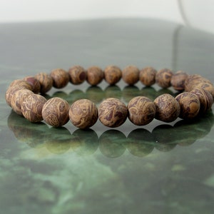Natural matte Elephant Skin Jasper Gemstone Bracelet 8mm or 10mm, Natural Rare Miriam Stone Bracelet,  Women Men Beaded Bracelet + Gift Bag
