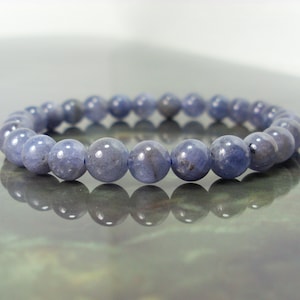 Natural Tanzanite Bracelet 6mm for Women or Men, Genuine Gemstone Bracelet, December Birthstone Bracelet, Gift for Her Him + Gift Box