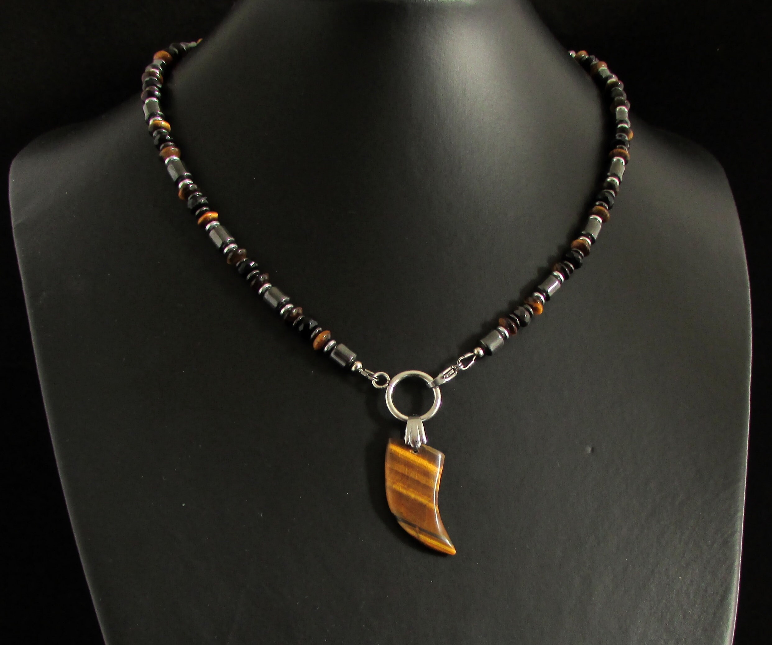 Tiger Eye and Sardonyx Men Necklace Men 