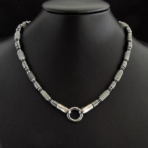 Natuurlijke labradoriet edelsteen herenketting met 316L roestvrij staal, herenketting met kralen voor (aan/uit) hanger, cadeau voor mannen + geschenkdoos