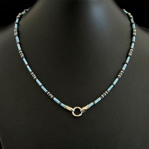 Blaue Achat und Hämatit Herren Halskette, handgemachte Halskette, Herren Halskette, Herren Halskette, Edelstein Halskette, Herren Halskette