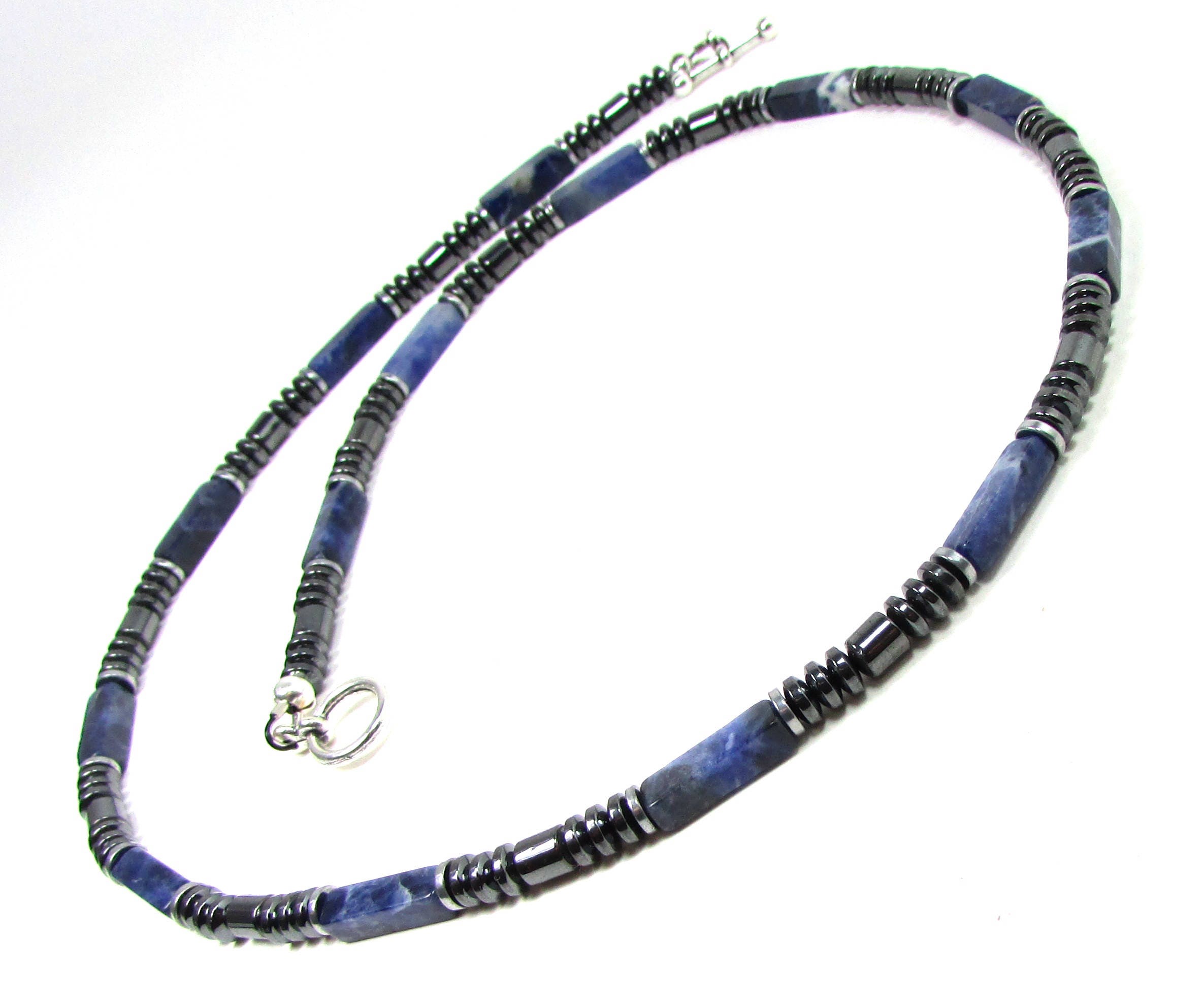 Sodalite and Hematite Mens Necklace Sodalite Necklace for Etsy