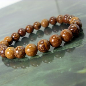 Natural Rare Miriam Stone Elephant Skin Jasper Bracelet 8mm, Natural Gemstone Bracelet, Women Men Beaded Mala Bracelet + Gift Bag