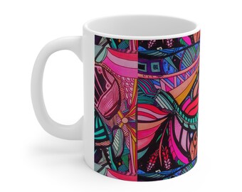 Ceramic Mug 11oz - Unique Colorful Design Gift