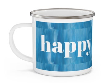 Enamel Camping Mug - Unique Design Happy Camper