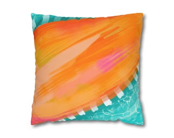 Spun Polyester Pillowcase - Unique Colorful Design