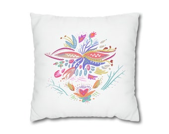 Spun Polyester Pillowcase - Unique Flower Original Design