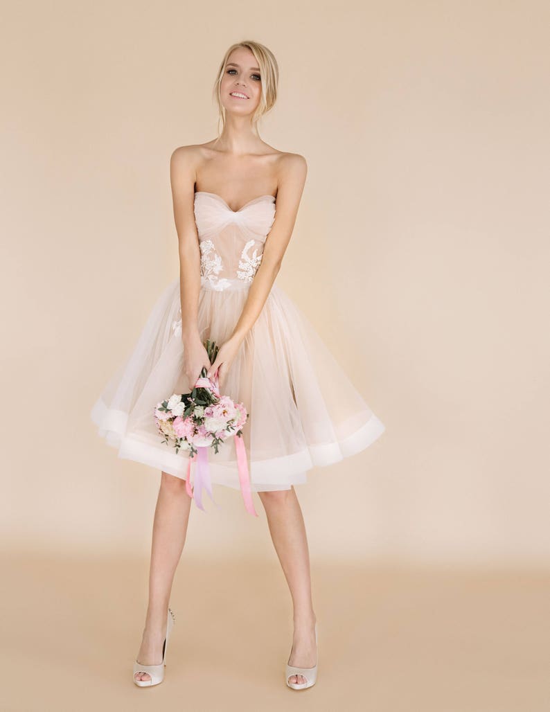 Nude Soul by Boom Blush. Unique Short Wedding Dress with Beautiful full skirt 2023. image 5