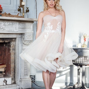 Nude Soul by Boom Blush. Unique Short Wedding Dress with Beautiful full skirt 2023. image 8