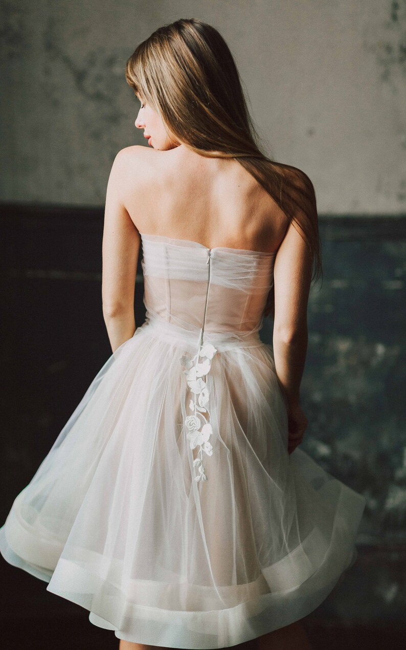 Nude Soul by Boom Blush. Unique Short Wedding Dress with Beautiful full skirt 2023. image 7