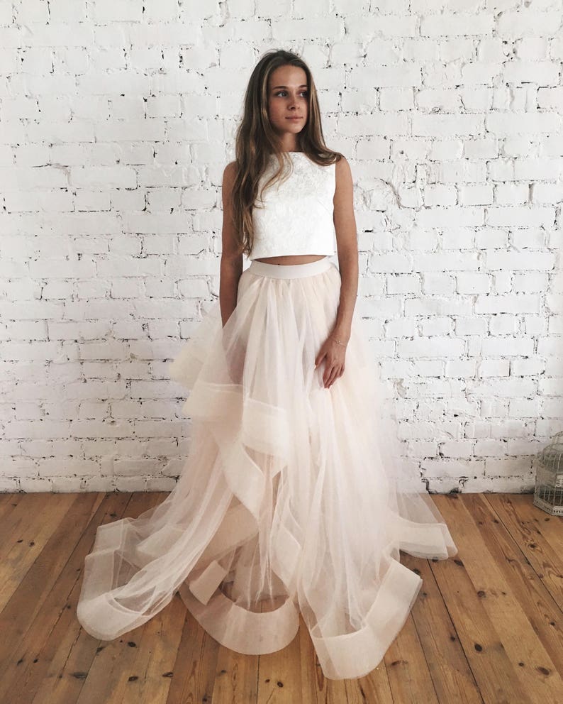 Unique Two Piece Wedding Dress, Bridal Separates ,Crop Top Dress, Wedding Dress Separates from Boom Blush 2023 zdjęcie 3