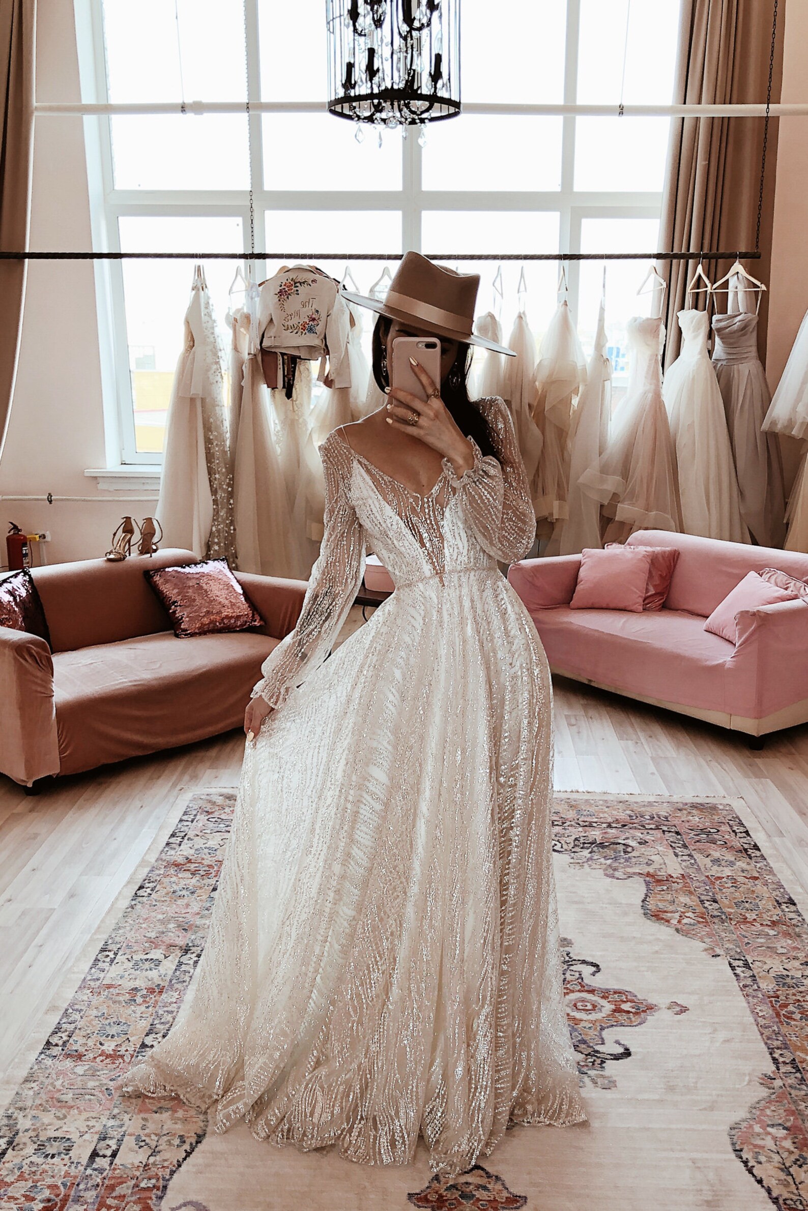 Sparkly Lace Wedding Dress With Sleeves Unique Bohemian Etsy