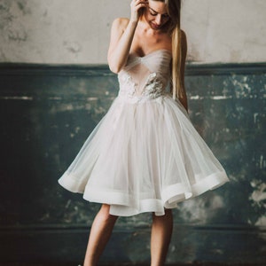 Nude Soul by Boom Blush. Unique Short Wedding Dress with Beautiful full skirt 2023. image 9