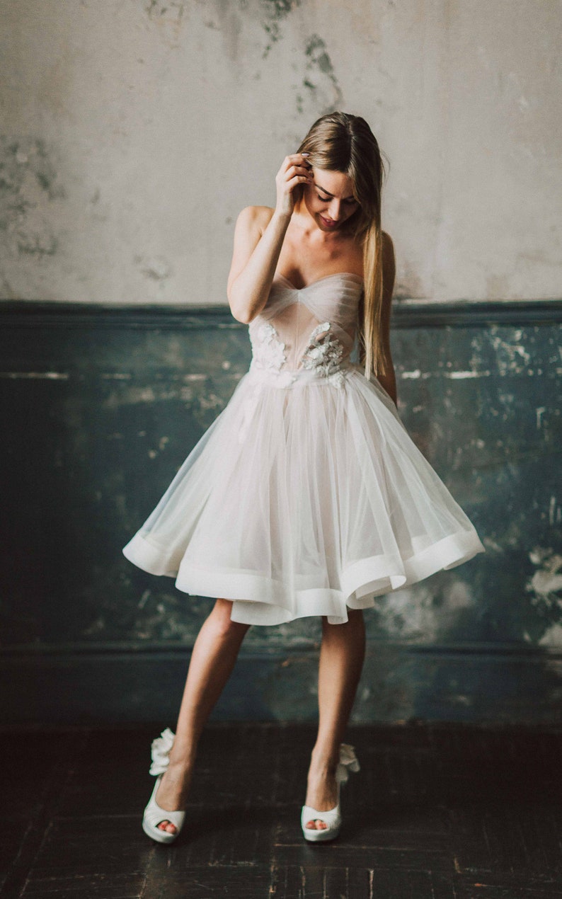 Nude Soul by Boom Blush. Unique Short Wedding Dress with Beautiful full skirt 2023. image 9