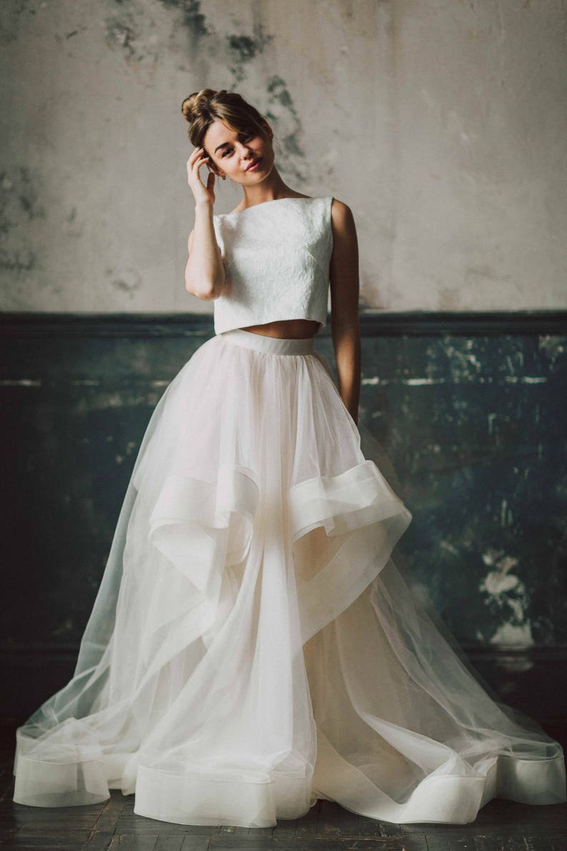 Unique Two Piece Wedding Dress, Bridal Separates ,Crop Top Dress, Wedding Dress Separates from Boom Blush 2023 zdjęcie 5