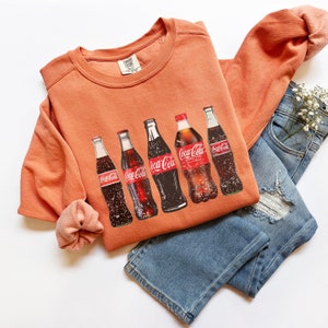 Retro Vintage Coca Cola Collection Bottle Sweatshirt Coke Gifts for Caffeine Addicts Soda lovers