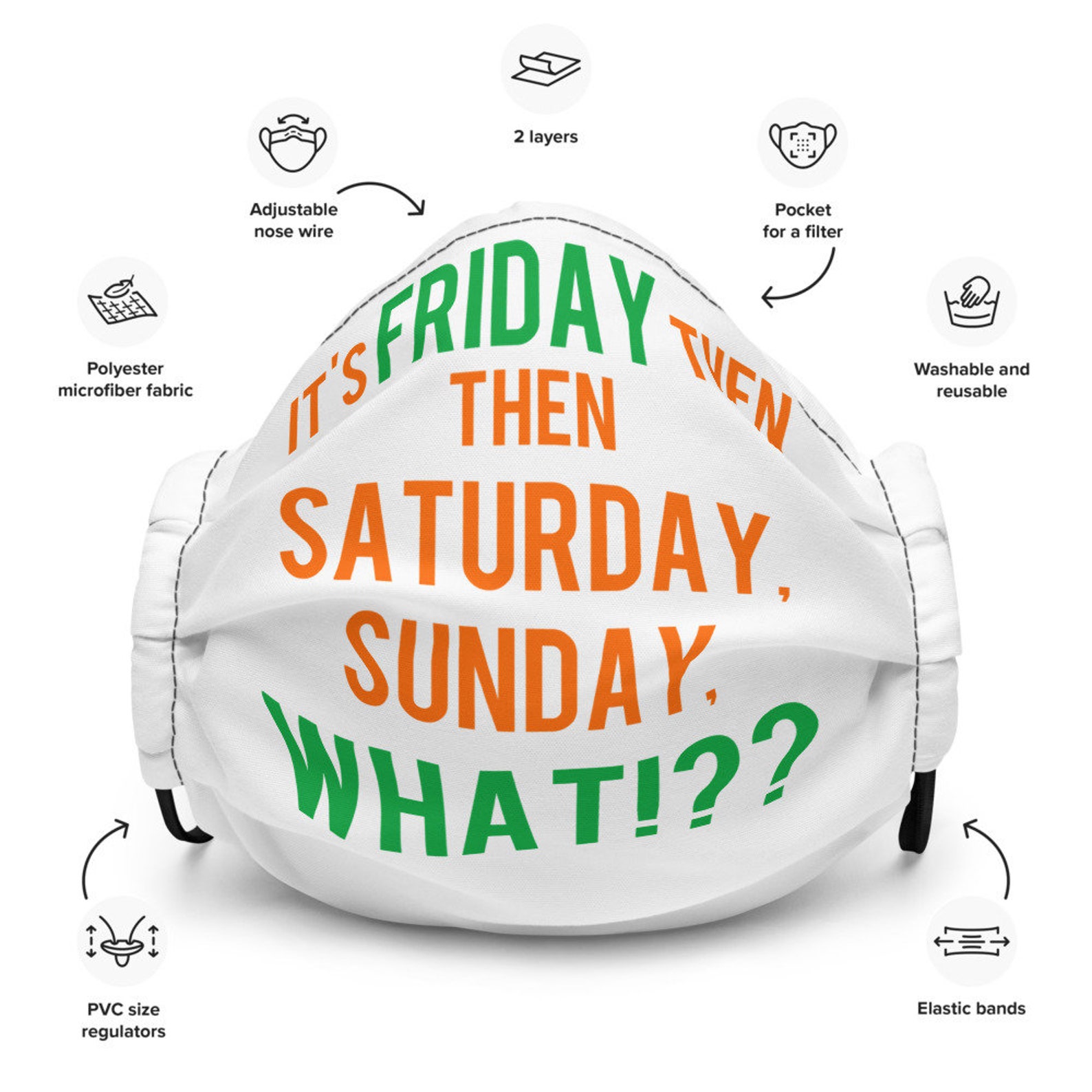 Its Friday Then It's Saturday Sunday Tekst It's Friday Then Then Saturday Sunday what Face Mask | Etsy