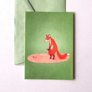 vos kaart, vos postkaart, kaart voor kinderen, dieren kaart, vos illustratie, schattig dier print, voor kinderkamer, dieren illustratie