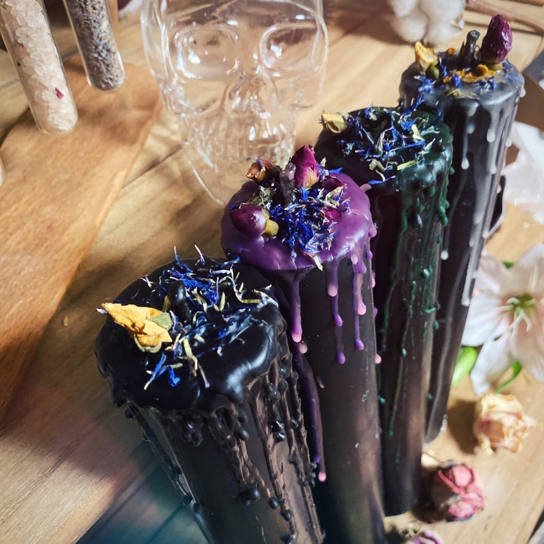 Black pillar candle. Drip Candle Etsy