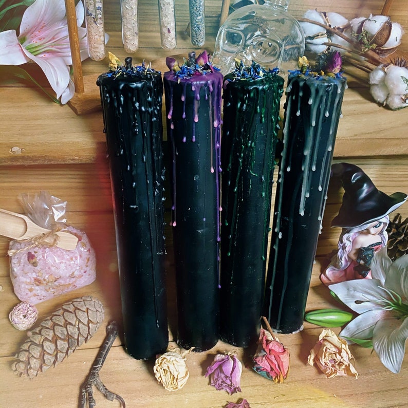 Black Pillar Candle. Drip Candle Etsy